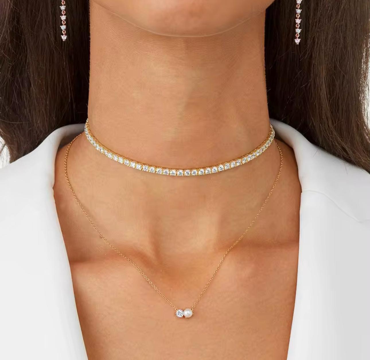 Celeste  Tennis Choker Necklace Gold
