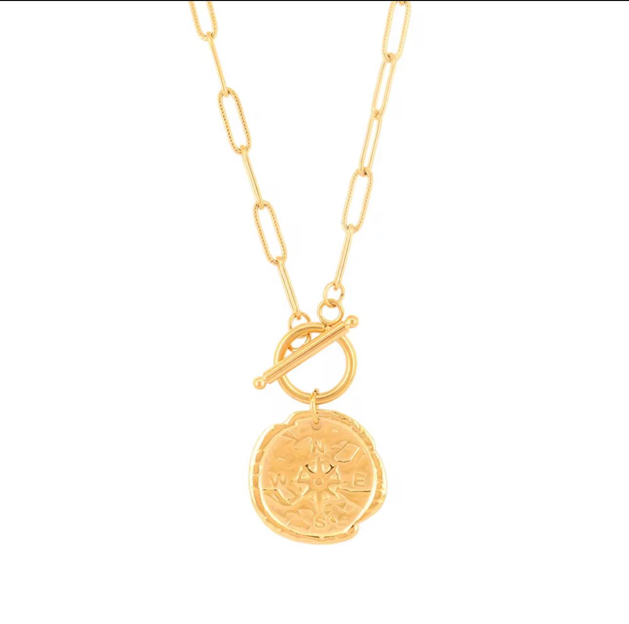Aurora Compass Necklace-Gold