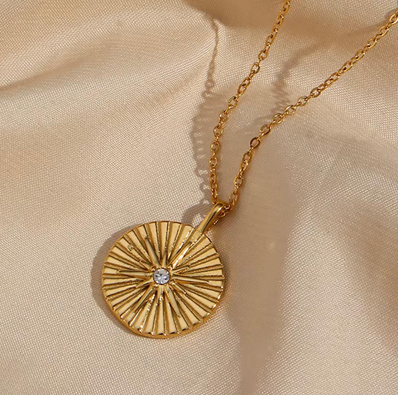 Radiant Sunburst Pendant Necklace Gold