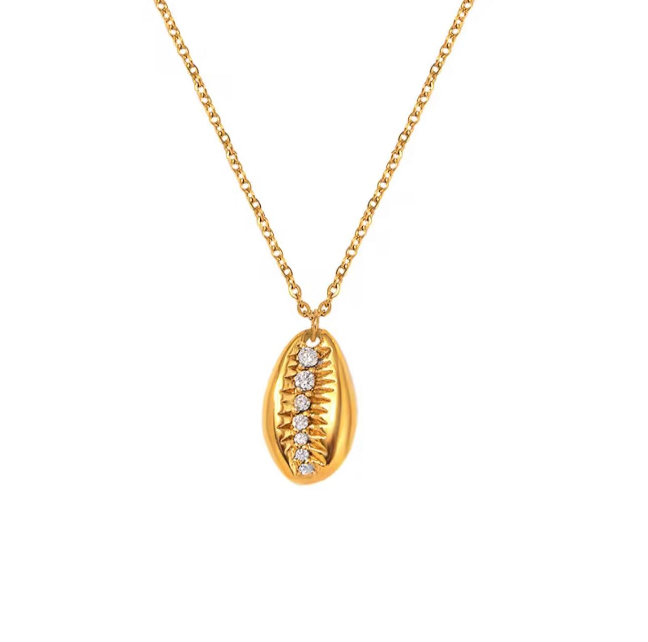 Lia shell pendant necklace-Gold