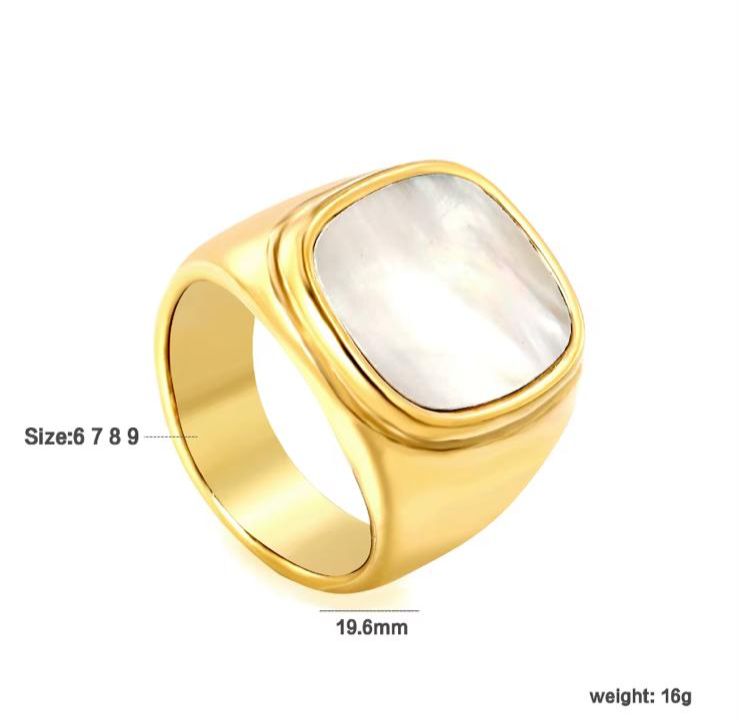 Golden Mother of Pearl Signet Ring