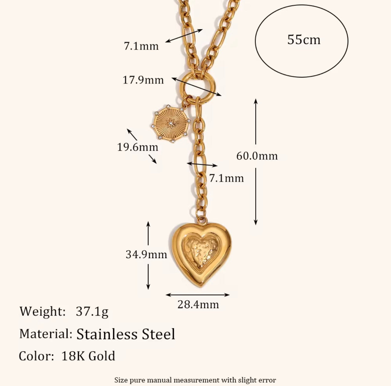 Royal Heart Link Necklace Gold