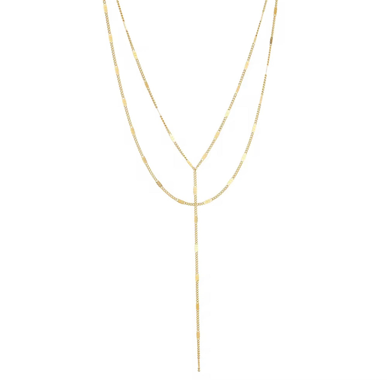 Layered Lariat necklace-Gold