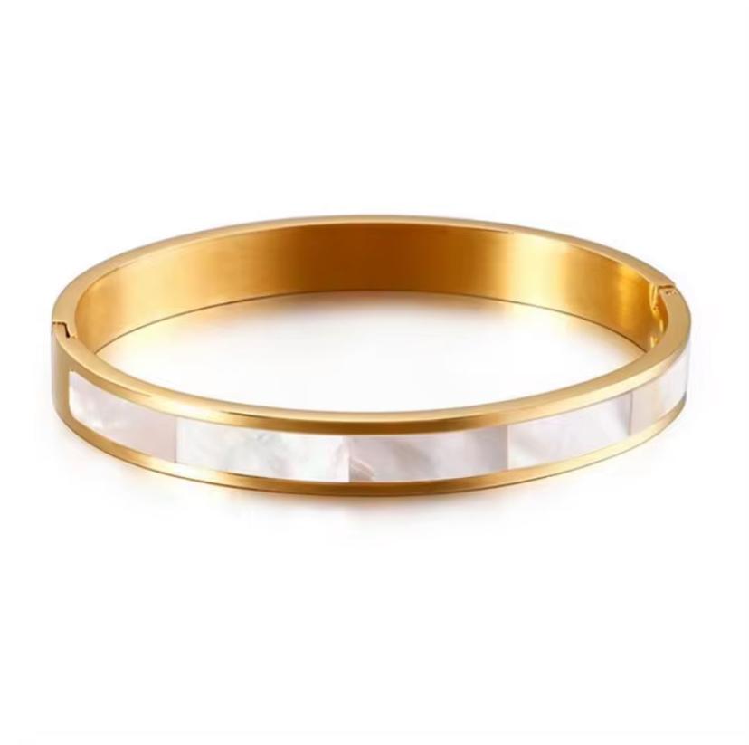 Luna  Pearl Inlay Bracelet Gold