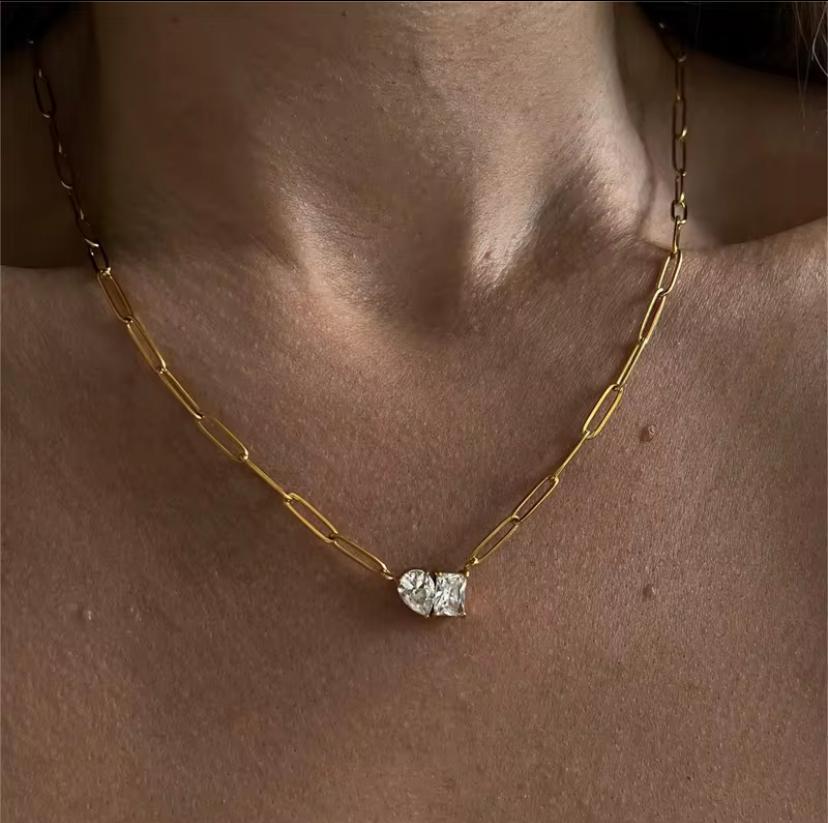 Forever Love Duo Necklace-Gold