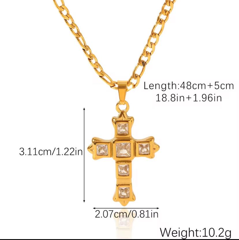 Unisex Cross Pendant Necklace – Gold