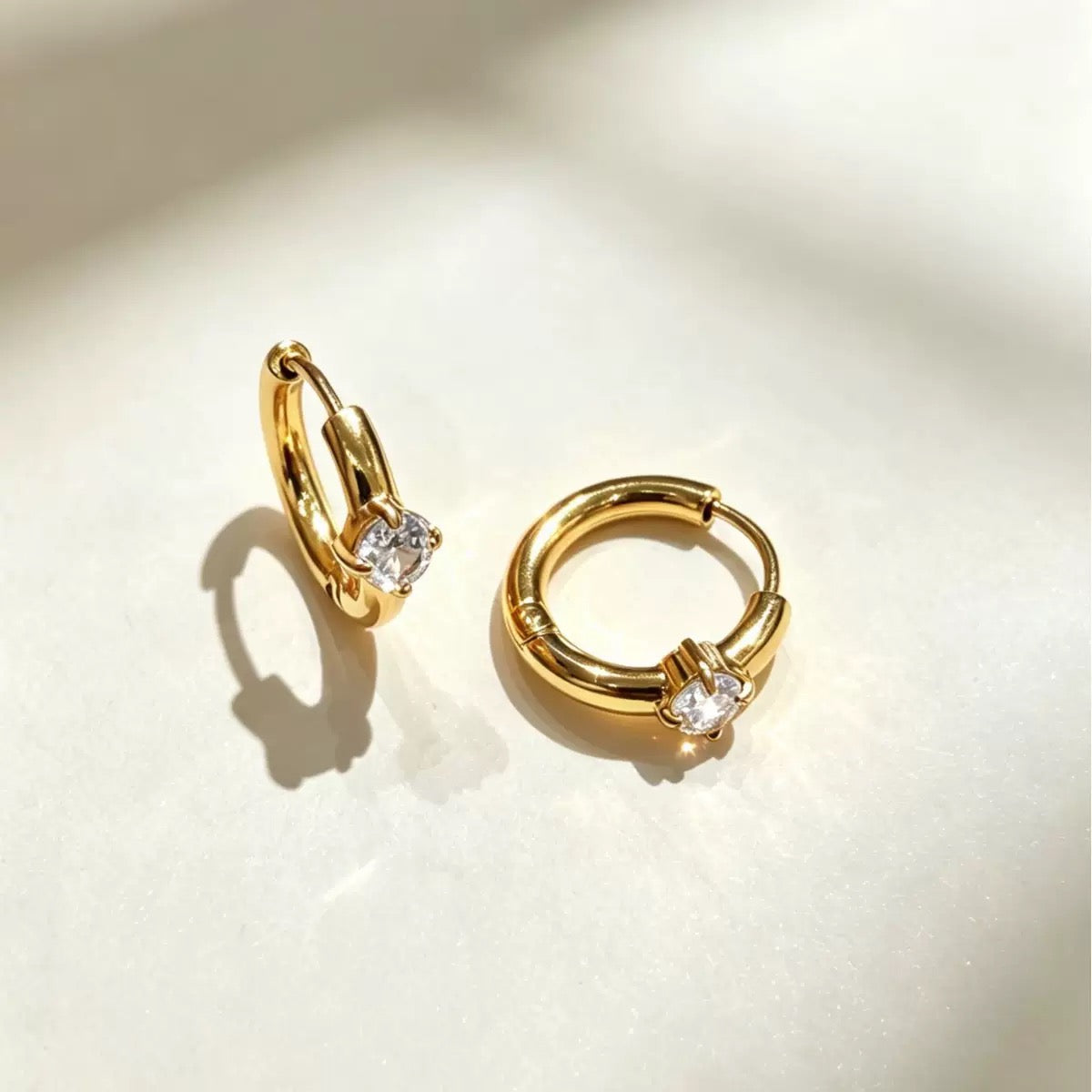 Yousline solitaire Huggie Hoop Earring