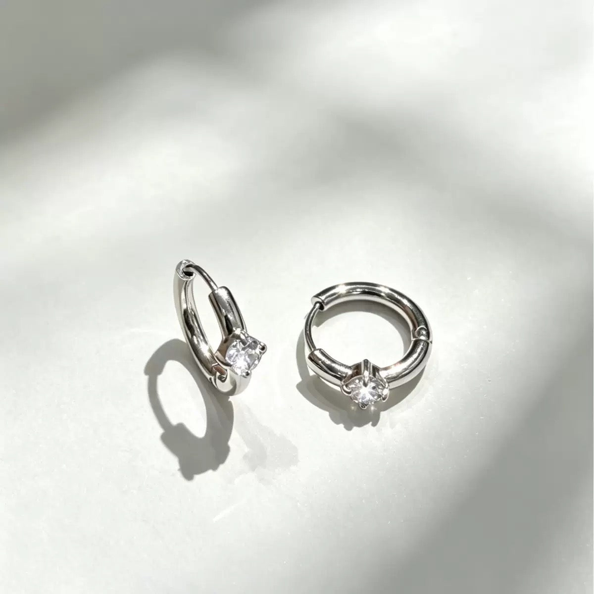Yousline solitaire Huggie Hoop Earring