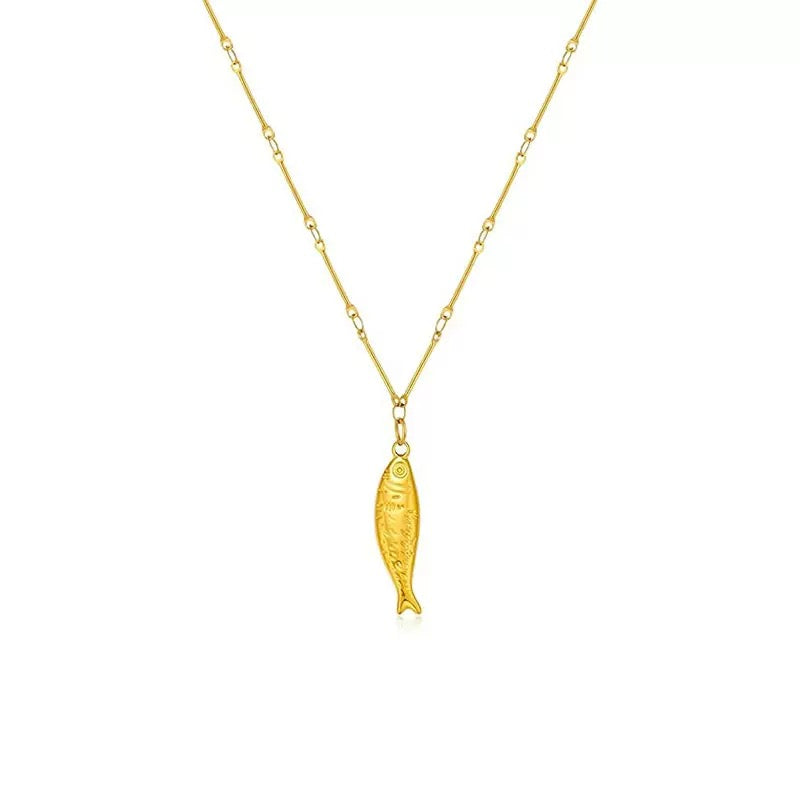 Adrian Fish Pendant Necklace- gold