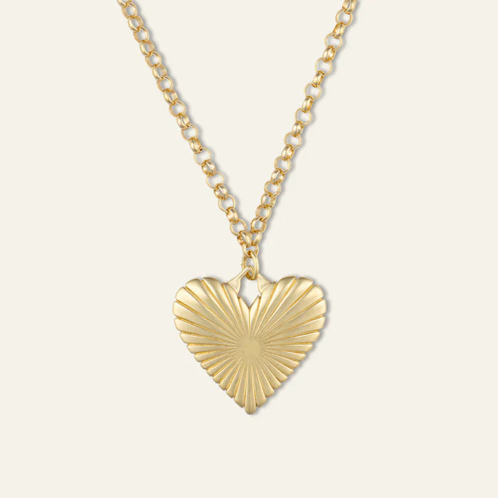 Ribbed Heart of Gold Necklace