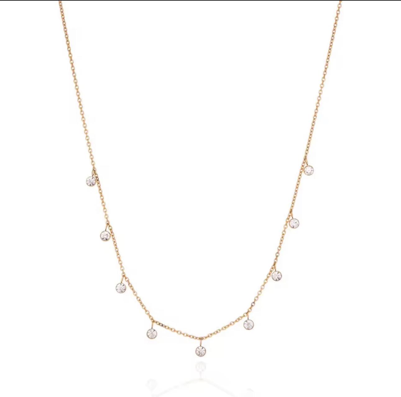 Celeste Dainty Crystal Necklace-Gold