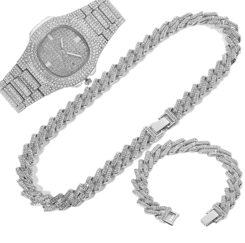 Royale Iced Timepiece Set-Silver