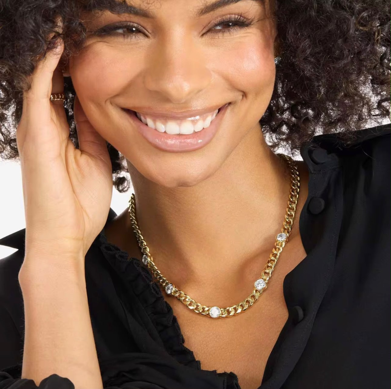 Diory bezel chain Necklace- Silver